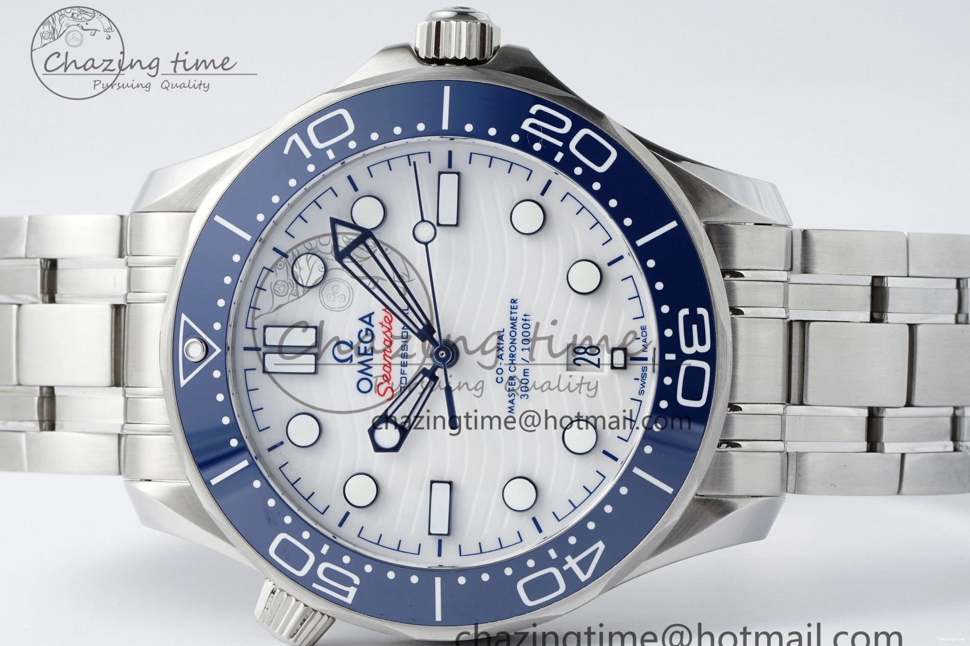 0428 Thermal Seamaster Diver 300M ZF 1:1 Best Edition Blue Ceramic White Dial on SS Bracelet A 7733